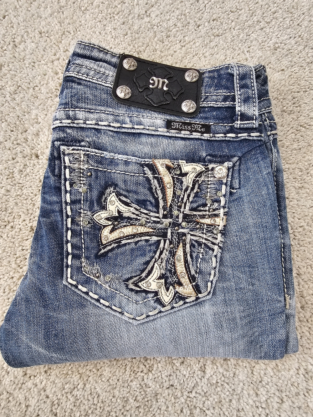 Miss Me Women's Embroidered Blue Denim Skinny Jeans Size 26